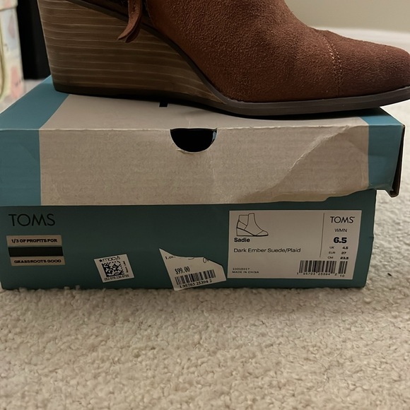 TOMS Brown Sock Wedge Boot, Size 6.5 - Picture 5 of 8